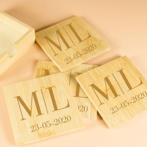 Posavasos Bambú grabados con monograma