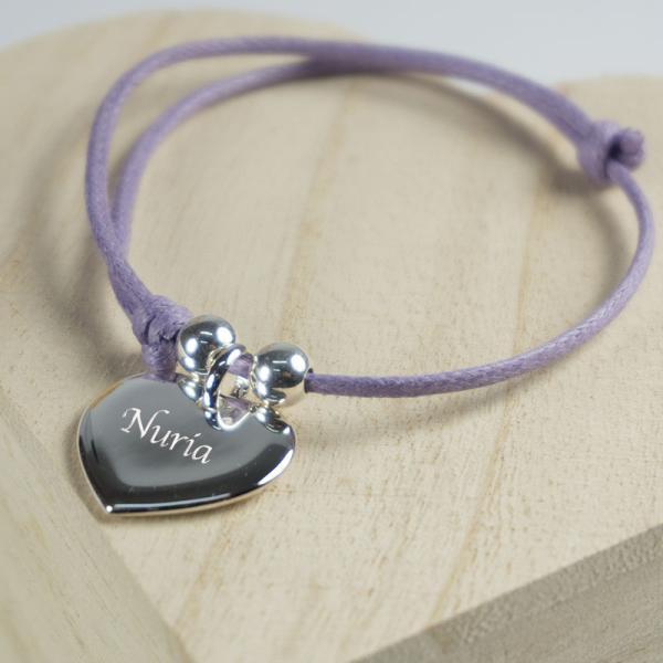 Pulsera corazón de plata personalizada