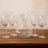 Set decantador y copas con texto grabado