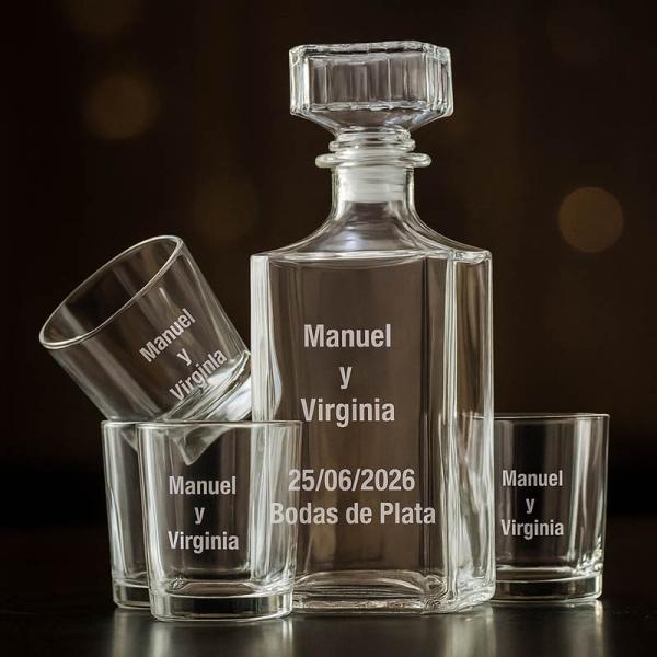Set whisky con texto grabado