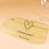 Tabla de madera grabada con corazón