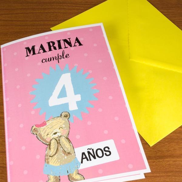 Tarjeta infantil Topos rosas