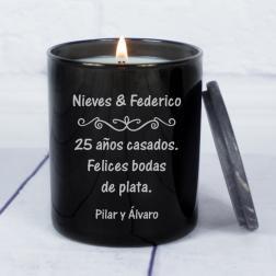 Vela grabada con dedicatoria