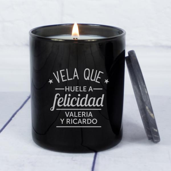 Vela grabada 'Huele a felicidad'
