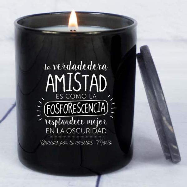 Vela grabada 'La verdadera amistad...'