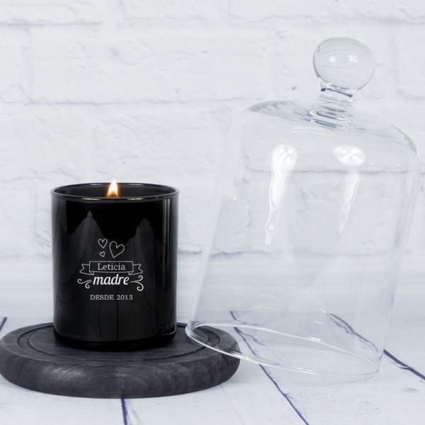 Vela grabada Mamá desde... con campana de cristal
