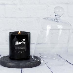Vela grabada 'Nombre y dedicatoria' con campana