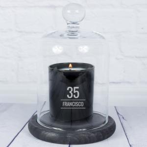 Vela grabada para cumpleaños con campana de cristal