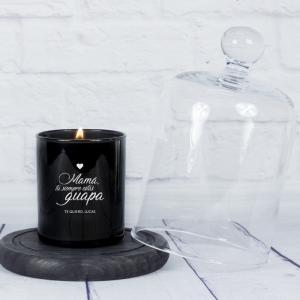 Vela grabada para madre con campana de cristal