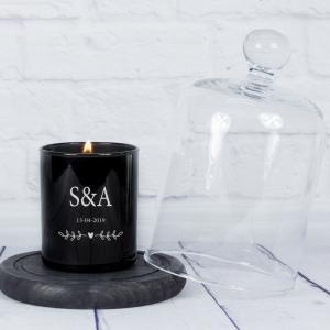 Vela personalizada con iniciales y campana de cristal
