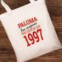 Regalos personalizados: Regalos con nombre: Bolsa tote bag personalizada a&ntilde;o de nacimiento