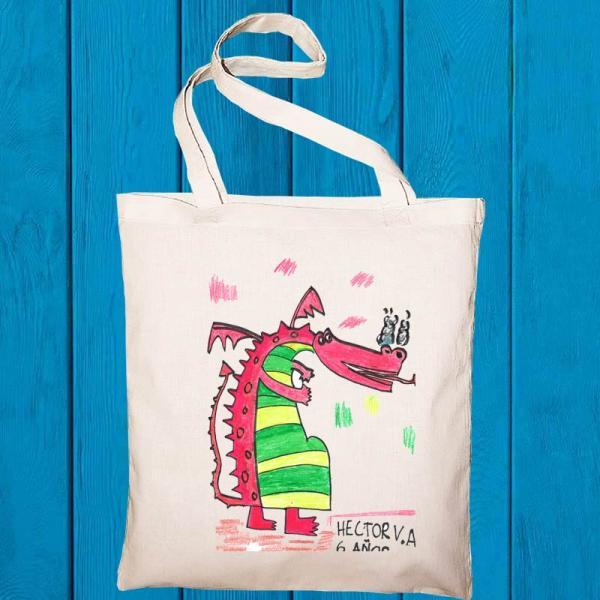 Bolsa tote bag personalizada con el dibujo de tu hijo