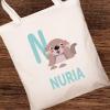 Regalos con nombre: Bolsa tote BIO personalizada 'alfabeto animal'