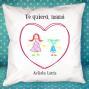 Regalos personalizados: Dise&ntilde;o y decoraci&oacute;n: Coj&iacute;n personalizado coraz&oacute;n con dibujo de tu hijo
