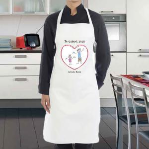 Delantal personalizado corazón con dibujo para papá