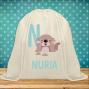 Regalos personalizados: Regalos con nombre: Mochila de cuerdas BIO personalizada 'alfabeto animal'