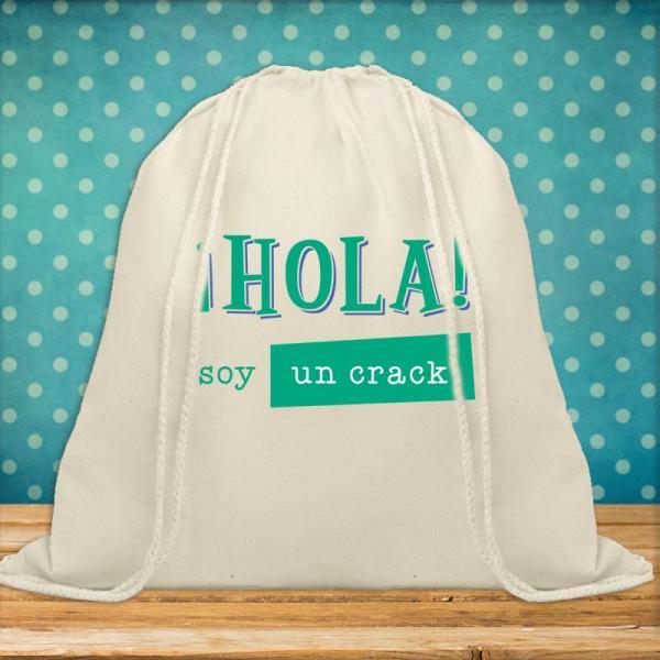 Mochila de cuerdas BIO personalizada ¡HOLA!