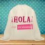 Regalos personalizados: Regalos con nombre: Mochila de cuerdas BIO personalizada &iexcl;HOLA!