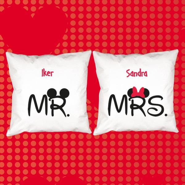 Pack de cojines Mr y Mrs personalizados