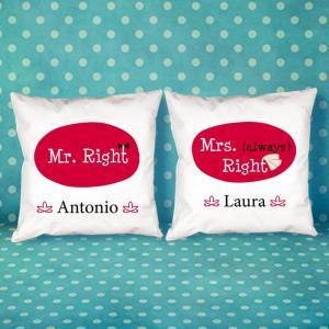 Pack de cojines personalizados Mr y Mrs right