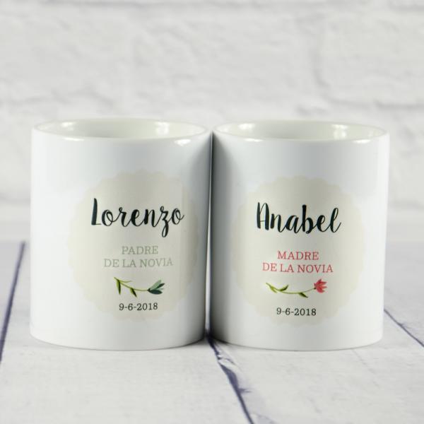 Pack de tazas para padrinos de boda