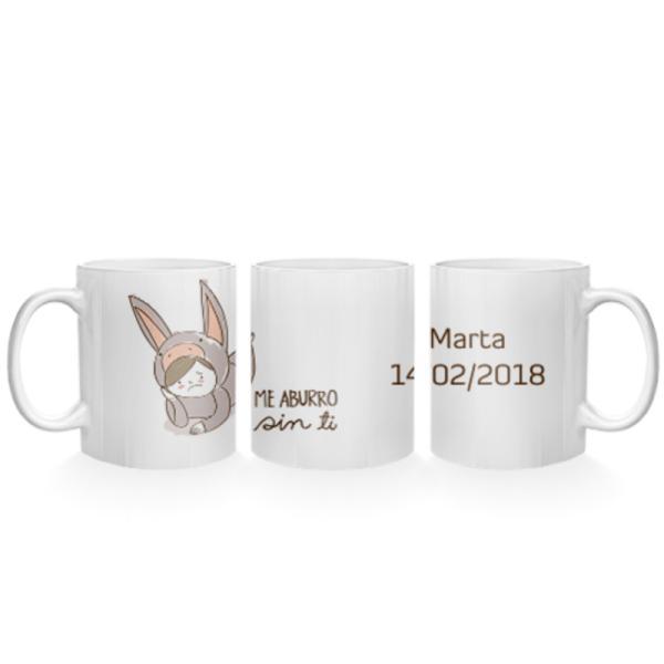 Taza 'me aburro sin ti' personalizada