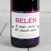 Bebidas personalizadas: Botella de vino la mejor mamá personalizada Bebidas personalizadas: Botella de vino la mejor mamá personalizada