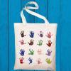 Regalos con el dibujo de tus hijos: Bolsa tote personalizada para profe huellas Regalos con el dibujo de tus hijos: Bolsa tote personalizada para profe huellas