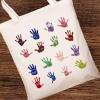 Regalos con el dibujo de tus hijos: Bolsa tote personalizada para profe huellas Regalos con el dibujo de tus hijos: Bolsa tote personalizada para profe huellas