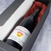 Botella de vino personalizada emoticono enamorado