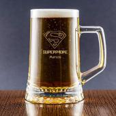 Jarra de cerveza Superpadre grabada