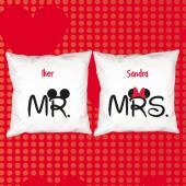 Pack de cojines Mr y Mrs personalizados