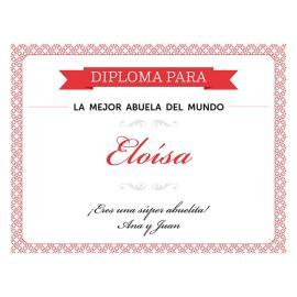 Diploma personalizado para la mejor abuela Diploma personalizado para la mejor abuela