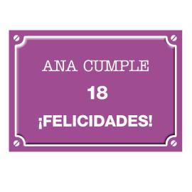 Placa de calle '18 años' personalizada Placa de calle '18 años' personalizada