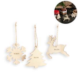 Adornos navideños de madera grabados Adornos navideños de madera grabados