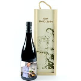 Botella de vino en caja de madera personalizada Botella de vino en caja de madera personalizada