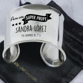 Brazalete de plata personalizado para Súper Profe Brazalete de plata personalizado para Súper Profe