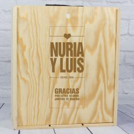 Caja botella de vino para aniversarios Caja botella de vino para aniversarios