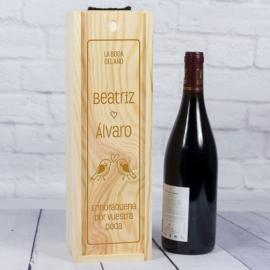Caja botella de vino para Bodas Caja botella de vino para Bodas