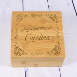 Caja de té grabada en Bambú Caja de té grabada en Bambú