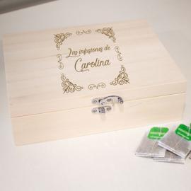 Caja de té grabada Caja de té grabada