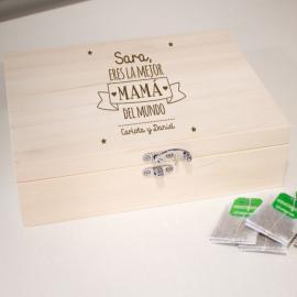 Caja de té grabada para la mejor mamá Caja de té grabada para la mejor mamá