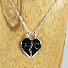 Colgante corazón divisible de plata personalizado Colgante corazón divisible de plata personalizado