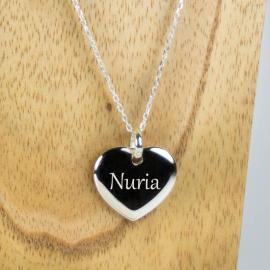 Colgante corazón de plata grabado Colgante corazón de plata grabado
