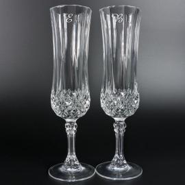 Copas de cava talladas grabadas con inicial Copas de cava talladas grabadas con inicial