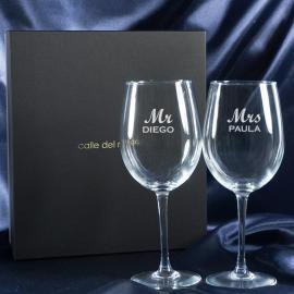 Copas de vino grabadas Mr y Mrs Copas de vino grabadas Mr y Mrs
