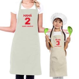 Delantales BIO bordados madre e hijo 'Equipo' Delantales BIO bordados madre e hijo 'Equipo'