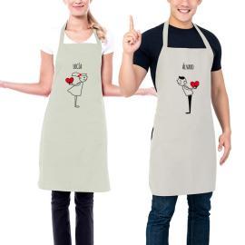 Delantales BIO para pareja bordados Delantales BIO para pareja bordados