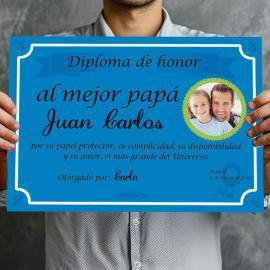 Diploma para el mejor Padre con foto Diploma para el mejor Padre con foto