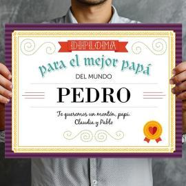 Diploma para el mejor papá personalizado Diploma para el mejor papá personalizado